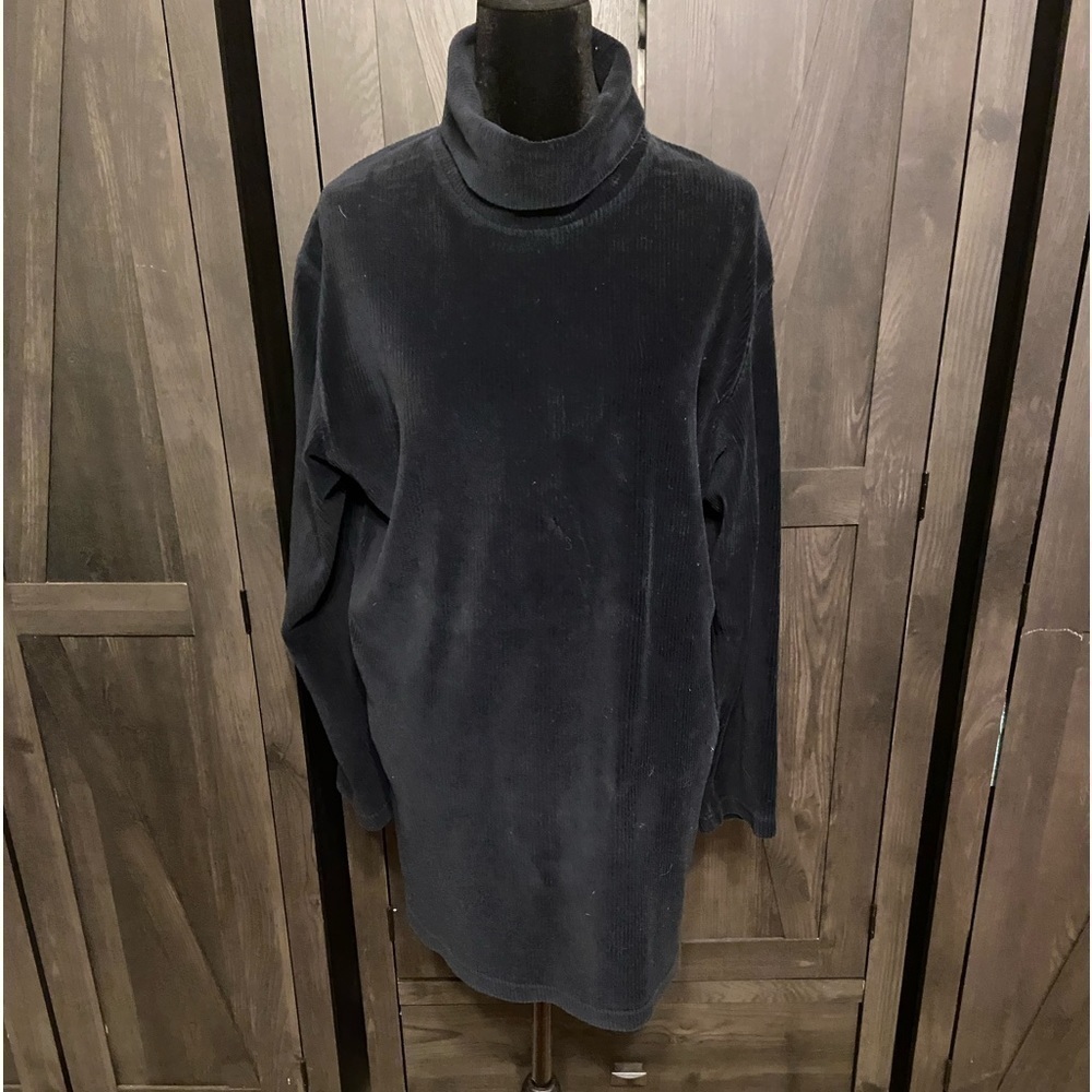 Amanda Smith Chenille Black Turtle Neck Sweater Size L